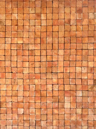 Photo for Orange and brown brick wall background texture and wallpaper. Exterior wall decoration and design. - Royalty Free Image