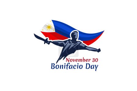 Illustration for November 30, Happy Bonifacio Day vector illustration. Suitable for greeting card, poster and banner. - Royalty Free Image