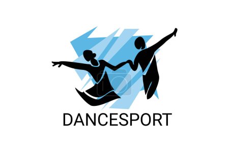 Téléchargez les illustrations : Dansesport sport vecteur ligne icône. un couple de danseurs dansent dans le pictogramme sportif de la salle de bal, illustration vectorielle. - en licence libre de droit