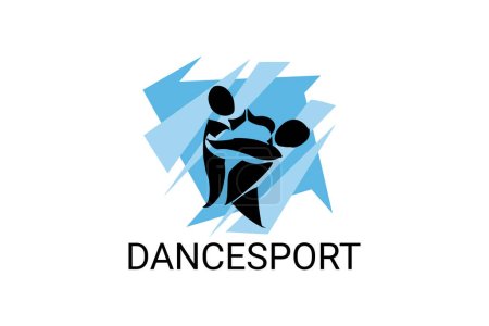 Téléchargez les illustrations : Dansesport sport vecteur ligne icône. un couple de danseurs dansent dans le pictogramme sportif de la salle de bal, illustration vectorielle. - en licence libre de droit