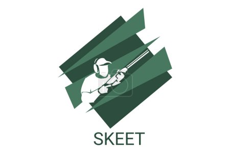Ilustración de Skeet sport vector line icon. an athlete posing for a shot. sport pictogram, vector illustration. - Imagen libre de derechos
