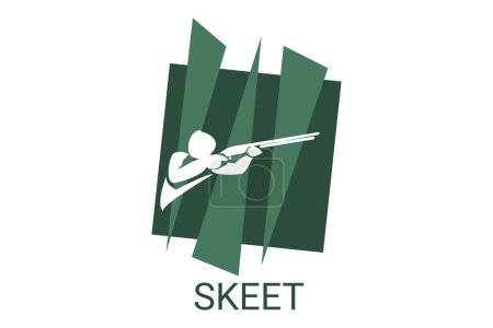 Téléchargez les illustrations : Skeet sport vector line icon. an athlete posing for a shot. sport pictogram, vector illustration. - en licence libre de droit