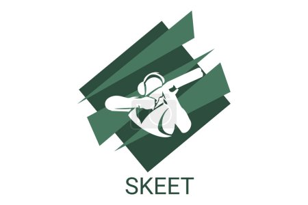 Illustration for Skeet sport vector line icon. an athlete posing for a shot. sport pictogram, vector illustration. - Royalty Free Image