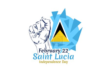 Ilustración de 22 de febrero, Día de la Independencia de Santa Lucía vector ilustración. Adecuado para tarjeta de felicitación, póster y pancarta - Imagen libre de derechos