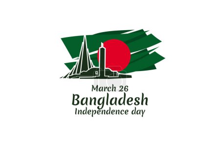 Téléchargez les illustrations : 26 mars, Jour de l'indépendance du Bangladesh Illustration vectorielle. Convient pour carte de vœux, affiche et bannière. - en licence libre de droit