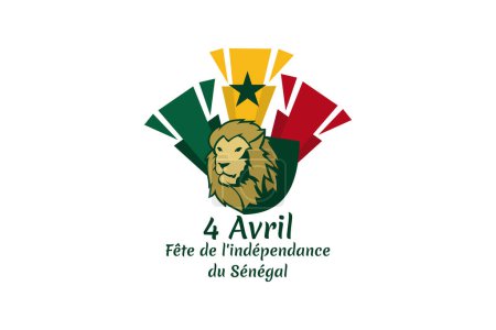 Téléchargez les illustrations : Traduction : 4 avril, Fête de l'indépendance du Sénégal. Joyeux Jour de l'indépendance illustration vectorielle. Convient pour carte de vœux, affiche et bannière. - en licence libre de droit