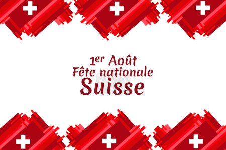 Ilustración de Traducir: 1 de agosto, día nacional suizo. Ilustración vectorial. Adecuado para tarjeta de felicitación, póster y pancarta. - Imagen libre de derechos