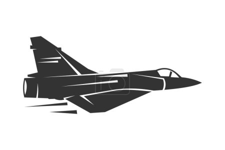 Illustration for French cold war fighter plane vector illustration. simple aircraft icon, military equipment. - Royalty Free Image