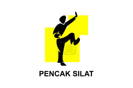 Illustration for Pencak silat sport vector line icon. sportsman, fighting stance. sport pictogram illustration. - Royalty Free Image