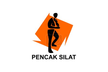 Illustration for Pencak silat sport vector line icon. sportsman, fighting stance. sport pictogram illustration. - Royalty Free Image