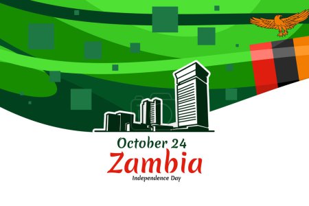Illustration for October 24, Independence Day of Zambia vector illustration. Suitable for greeting card, poster and banner. - Royalty Free Image