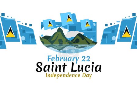 Ilustración de 22 de febrero, Día de la Independencia de Santa Lucía vector ilustración. Adecuado para tarjeta de felicitación, póster y pancarta - Imagen libre de derechos