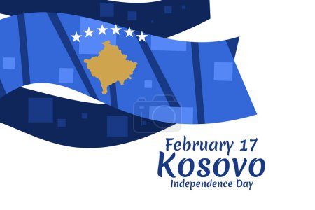 Téléchargez les illustrations : 17 février, Jour de l'indépendance du Kosovo illustration vectorielle. Convient pour carte de vœux, affiche et bannière - en licence libre de droit
