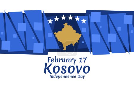 Téléchargez les illustrations : 17 février, Jour de l'indépendance du Kosovo illustration vectorielle. Convient pour carte de vœux, affiche et bannière - en licence libre de droit