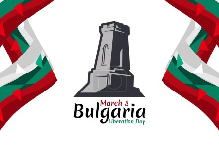 Téléchargez les illustrations : 3 mars, Jour de la libération de la Bulgarie du Dominion ottoman. Happy Liberation Day Illustration vectorielle. Convient pour carte de vœux, affiche et bannière - en licence libre de droit