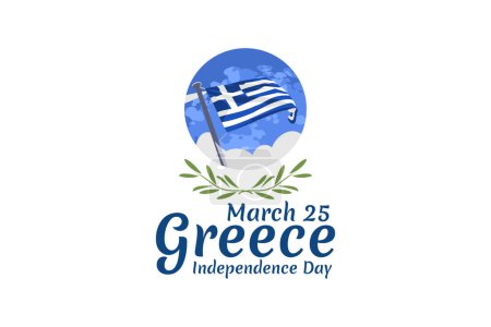 Ilustración de 25 de marzo, Feliz Día de la Independencia. Día de la Independencia de Grecia vector ilustración. Adecuado para tarjeta de felicitación, póster y pancarta. - Imagen libre de derechos