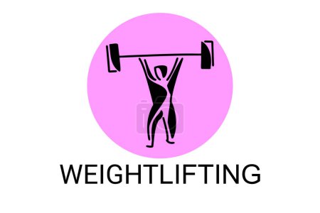 Illustration for Weightlifting sport vector line icon. an athlete practicing weightlifting. sport pictogram, vector illustration. - Royalty Free Image