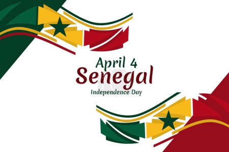 Téléchargez les illustrations : 4 avril, Fête de l'indépendance du Sénégal. Joyeux Jour de l'indépendance illustration vectorielle. Convient pour carte de vœux, affiche et bannière. - en licence libre de droit