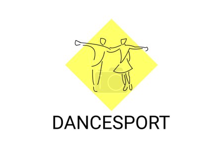 Ilustración de Dancesport sport vector line icon. un par de bailarines están bailando en el pictograma deporte de salón, ilustración vectorial. - Imagen libre de derechos