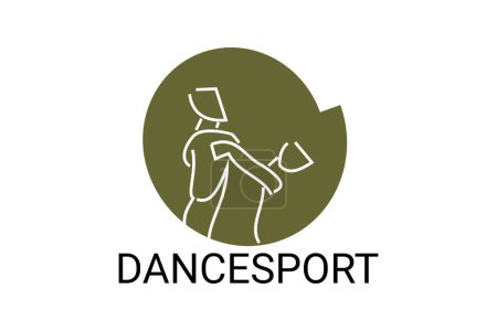 Ilustración de Dancesport sport vector line icon. un par de bailarines están bailando en el pictograma deporte de salón, ilustración vectorial. - Imagen libre de derechos