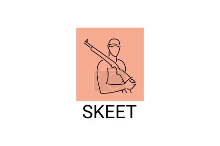 Téléchargez les illustrations : Skeet sport vector line icon. an athlete posing for a shot. sport pictogram, vector illustration. - en licence libre de droit