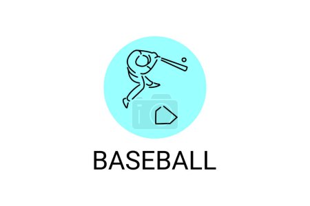 Illustration for Baseball player vector line icon. batter and ball logo, equipment sign. sport pictogram illustration - Royalty Free Image