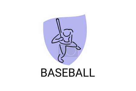 Illustration for Baseball player vector line icon. batter and ball logo, equipment sign. sport pictogram illustration - Royalty Free Image