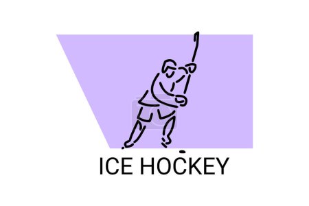 Eishockey Sport Vektor Linie Symbol. ein Sportler, der Eishockey spielt. Sport-Piktogramm, Vektor-Illustration.