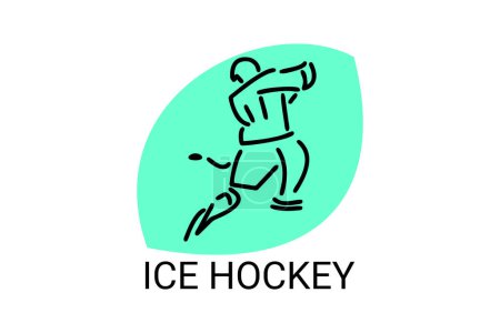 Eishockey Sport Vektor Linie Symbol. ein Sportler, der Eishockey spielt. Sport-Piktogramm, Vektor-Illustration.