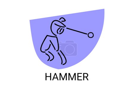 Illustration for Hammer throw sport vector line icon. hammer throw stance. sport pictogram, vector illustration. - Royalty Free Image
