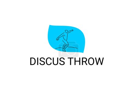 Discus throw sport vector line icon. Discus throw stance. sport pictogram, vector illustration.