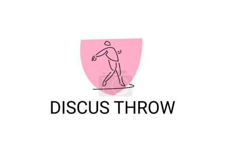 Discus throw sport vector line icon. Discus throw stance. sport pictogram, vector illustration.
