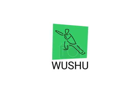 wushu sport vector line icon. sportman, fighting stance. sport pictogram illustration.