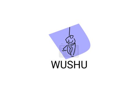 icône de ligne vectorielle sport wushu. sportif, position de combat. illustration de pictogramme sportif.
