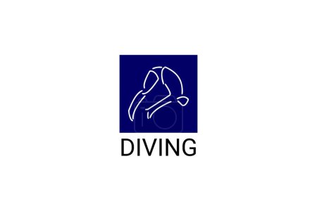 Buceo (deporte) icono de la línea de vectores. nadador con deporte de buceo. Firma. pictograma deportivo ilustración