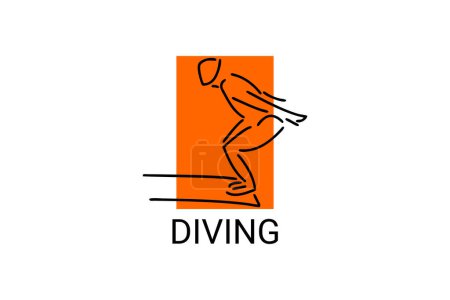 Illustration for Diving (sport) vector line icon. swimmer with diving sport. sign. sport pictogram illustration - Royalty Free Image