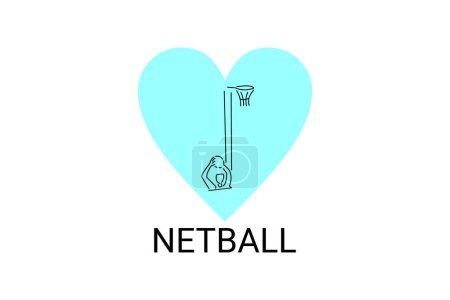 Téléchargez les illustrations : Icône de ligne vectorielle sport Netball. Une fille jouant au netball. pictogramme sportif, illustration vectorielle. - en licence libre de droit