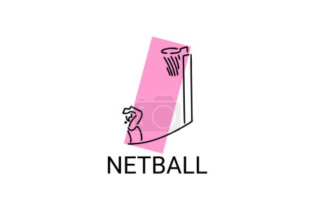 Illustration for Netball sport vector line icon. A girl playing netball. sport pictogram, vector illustration. - Royalty Free Image