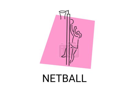 Illustration for Netball sport vector line icon. A girl playing netball. sport pictogram, vector illustration. - Royalty Free Image