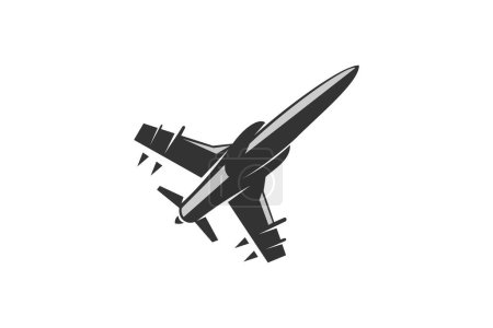 Illustration vectorielle d'avion de chasse américain de guerre froide. logo d'aéronef simple, équipement militaire.