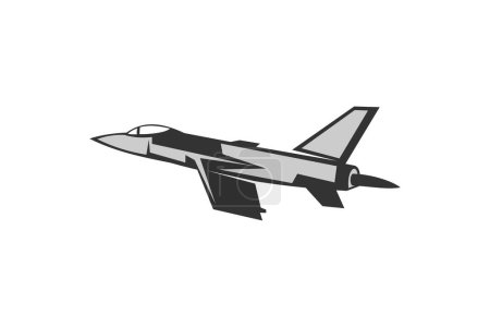 American cold war fighter plane vector illustration. simple aircraft logo, military equipment.
