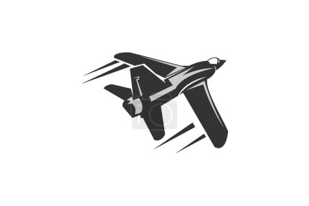 Illustration for American cold war fighter plane vector illustration. simple aircraft logo, military equipment. - Royalty Free Image