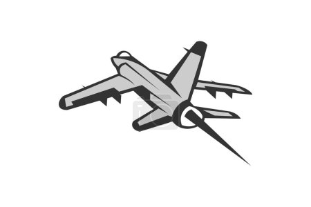 Illustration vectorielle d'avion de chasse américain de guerre froide. logo d'aéronef simple, équipement militaire.