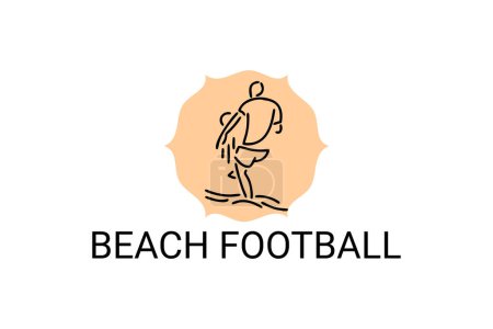 Beach football sport vector line icon. sportman, playing beach football. sport pictogram illustration.