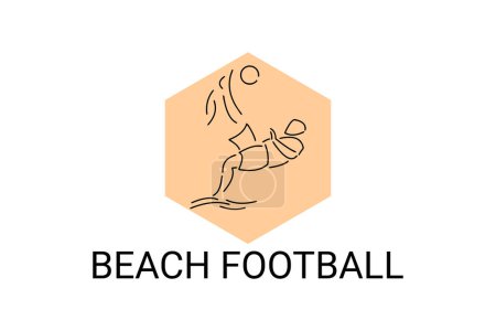 Icône de ligne vectorielle de football de plage. sportif, jouant au football de plage. illustration de pictogramme sportif.