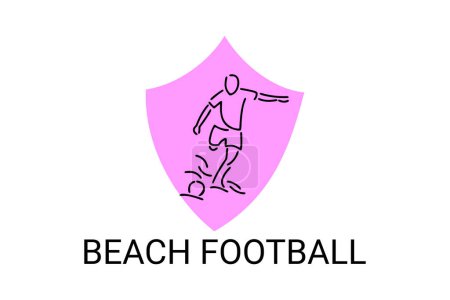 Icône de ligne vectorielle de football de plage. sportif, jouant au football de plage. illustration de pictogramme sportif.