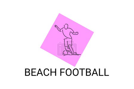 Beachsoccer Sport Vektor Line Symbol. Sportler, der Beachsoccer spielt. Sport-Piktogramm.