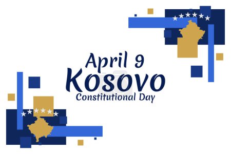 Téléchargez les illustrations : 9 avril, Joyeux Jour de la Constitution du Kosovo illustration vectorielle. Convient pour carte de vœux, affiche et bannière - en licence libre de droit