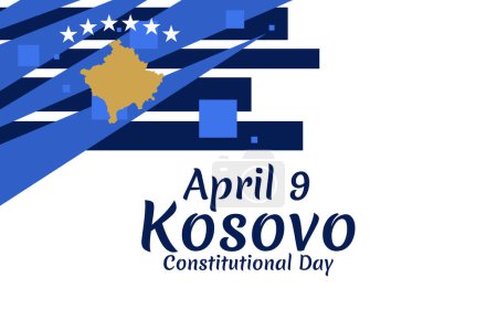 Téléchargez les illustrations : 9 avril, Joyeux Jour de la Constitution du Kosovo illustration vectorielle. Convient pour carte de vœux, affiche et bannière - en licence libre de droit