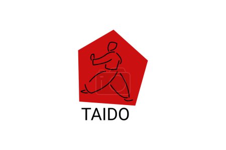 Taido (forma del cuerpo) icono de la línea de vectores deportivos. deportista, posición de lucha. pictograma deportivo ilustración.